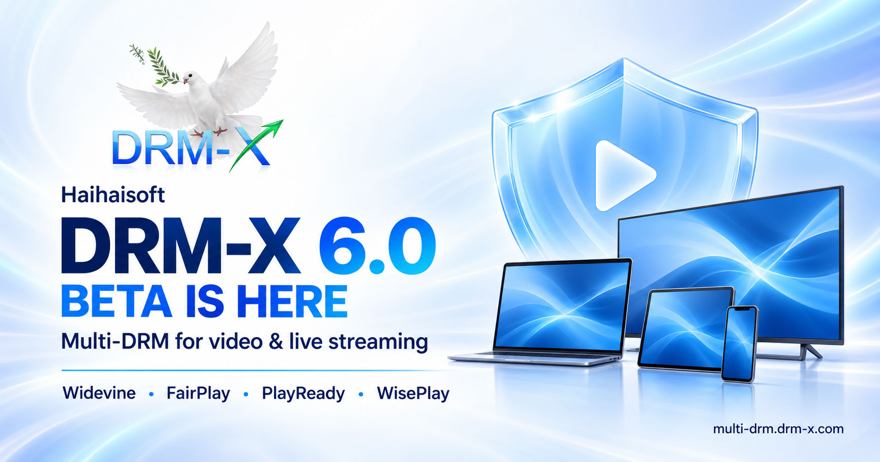 Haihaisoft DRM-X 6.0 Beta is here: Multi-DRM for video and live streaming, supporting Widevine, FairPlay, PlayReady, and WisePlay.